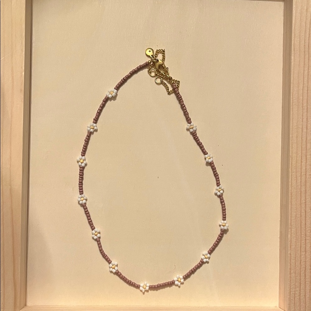 Madewell Pink and White Beaded Necklace